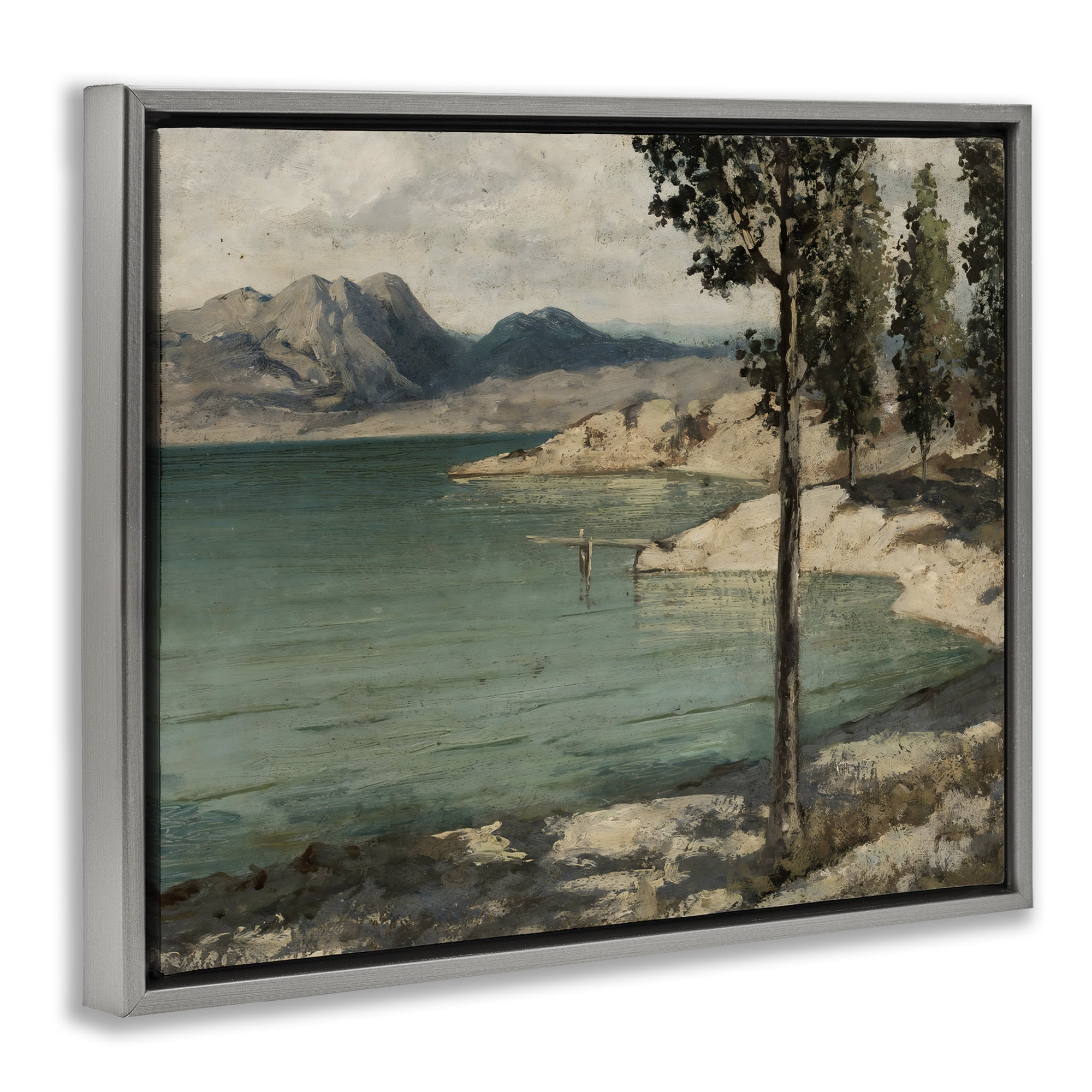 Stupell Industries Tranquil Shore with Trees Gray Framed Floater Canvas Wall Art, design by Arlington Prints