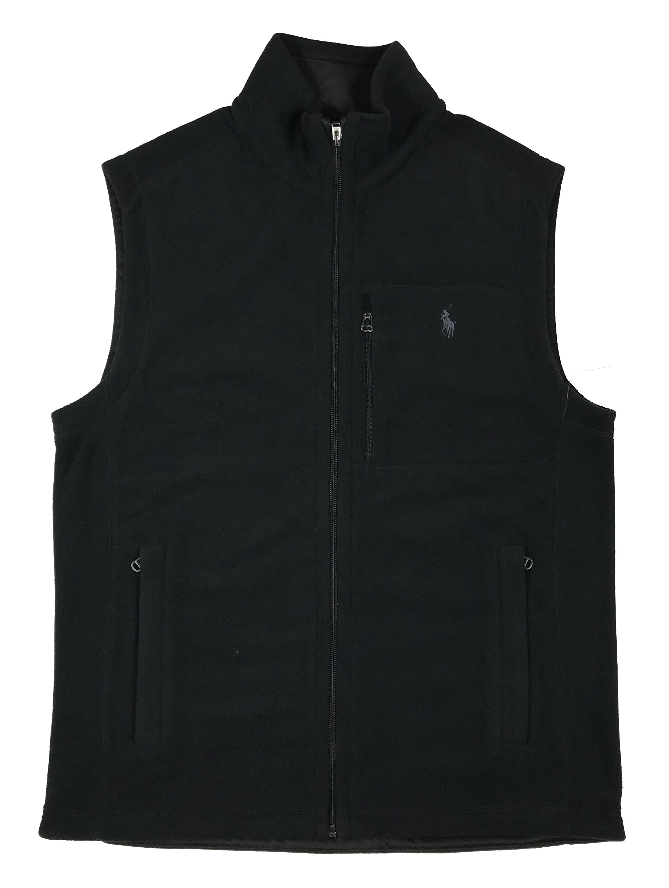 Ralph Lauren Polo Mens Pony Logo 3-Pocket Fleece Vest Jacket Black/Red/Navy  New (L,Black) 