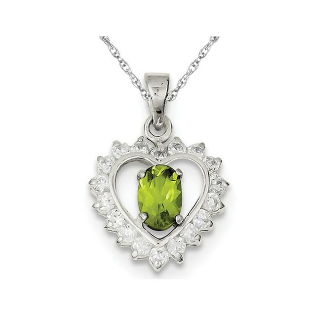 Peridot Heart Pendant Necklace in Sterling Silver with Chain