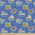 thumbnail image 1 of Plane Fabric by the Yard, Toys Pattern Train Sail Boat Airplane Playroom Art Design, Upholstery Fabric for Dining Chairs Home Decor Accents, 5 Yards, Violet Blue Yellow by Ambesonne, 1 of 4