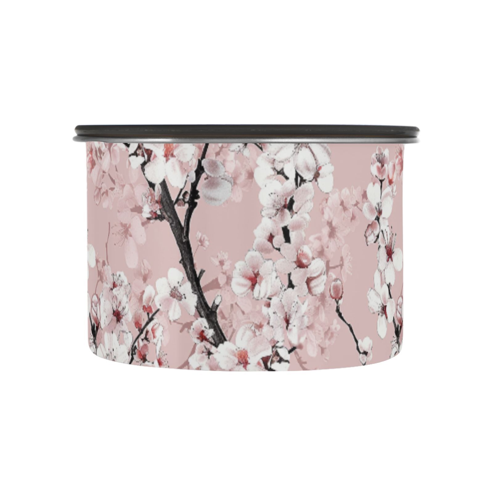 White Cherry Blossom Flower Floral Airtight Coffee Bean Canister 30oz Food Storage Containers with Lids For Gournd, Tea, Sugar, Flour, Rice, Cereal, Candy Cookie Jar