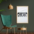 thumbnail image 2 of Chicago Skyline Wall Art with Frame, Black and White Text of Chicago Outlining City Landmark Abstract Buildings, Printed Fabric Poster for Bathroom Living Room, 23" x 35", Black White, by Ambesonne, 2 of 2