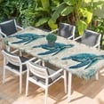 thumbnail image 2 of Teal Sea Turtle Coastal Table Cloths for 8 Foot Rectangle Tables, Vintage Summer Beach Nautical Patio Waterproof Elastic Fitted Tablecloths, Washable Rectangular Table Cover for Camping, 2 of 8