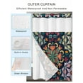 thumbnail image 2 of No Hook Shower Curtain with Snap in Liner Turkish Flower Shower Curtain -Fabric Waterproof Inner Liner, Vintage Abstract Shower Curtains Washable 48"x72", 2 of 9