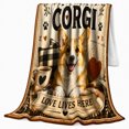 thumbnail image 2 of Pembroke Welsh Corgi Home Feels Better Corgi Love, Playful Pet Portrait Pattern, Warm Flannel Blanket for Living Room and Reading Nook, Dog Lovers Thanksgiving Gift, Pet Lover Home Decor, 2 of 9