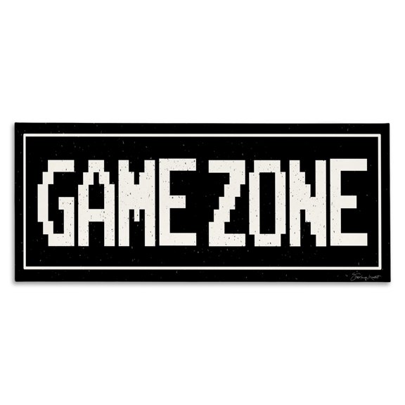 Stupell Industries Contemporary Game Zone Phrase Minimal Retro Arcade Typography Canvas Art, 24 x 10, by Stephanie Workman Marrott