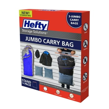 Hefty Heavy Duty Jumbo Carry Bags, Closet Organizers, 3 Bags