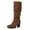 Coffee Suede, variant on Pennysue Women's Fashion Knee High Boots With Chunky Heel Winter Warm Size Zippers Boots With Buckle Design Size 9M