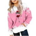 thumbnail image 3 of lcziwo Hoodies for Teen Girls Wine Glass Graphic Long Sleeve Oversized Sweatshirts Christmas Holiday Hooded Pullover Tops Winter Clothes, Pink, 120, 3 of 7