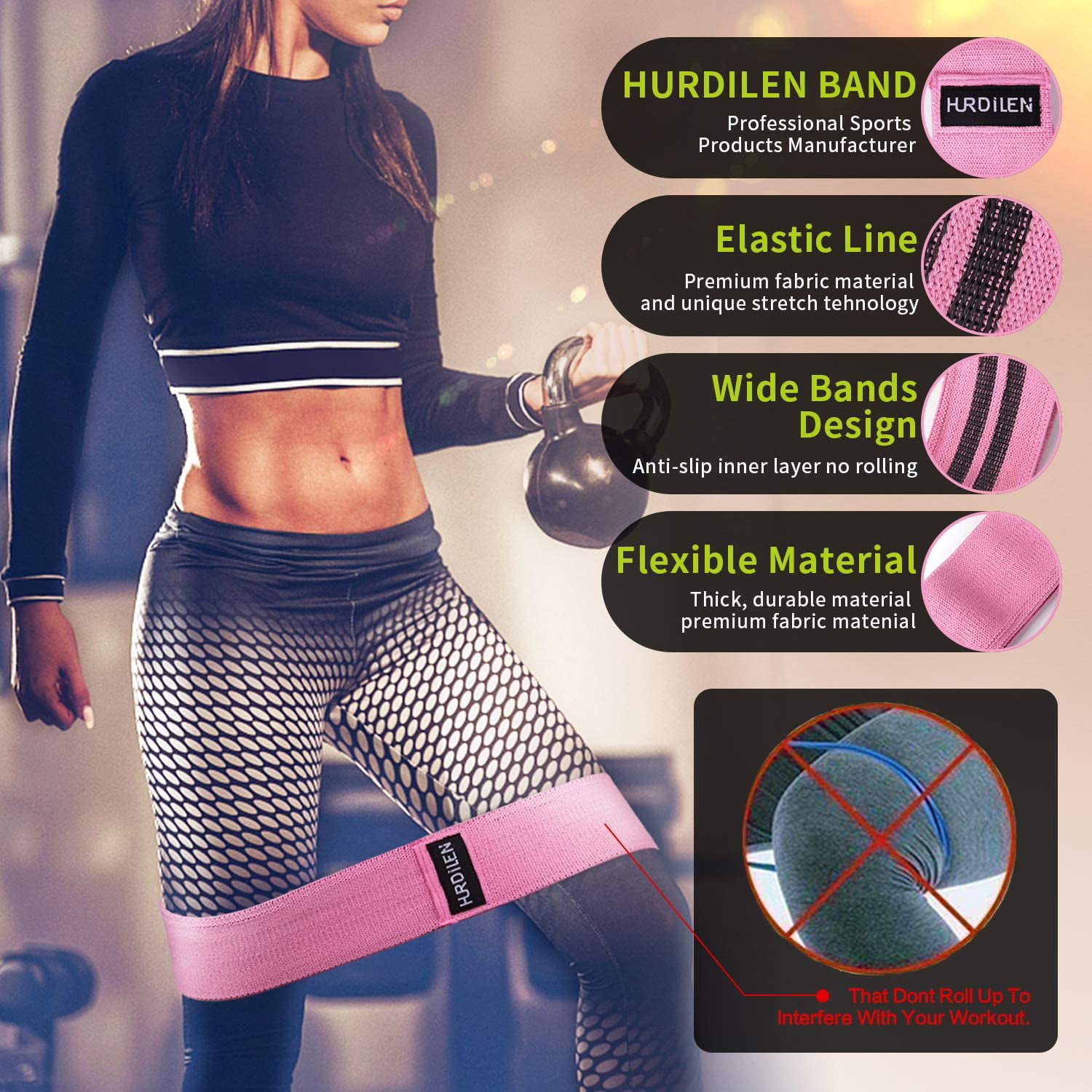 Activate Glutes and Thighs Workout Bands Hip Bands Wide Resistance Bands Hip Resistance Band for Legs and Butt Hurdilen Resistance Bands Loop Exercise Bands Booty Bands
