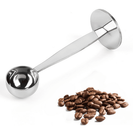 

Espresso Coffee Scoop Tablespoon Measure Spoon Stainless Steel Dual-Purpose Multi Function 2-in-1 Tamper Measuring Tea Scoops