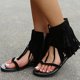 thumbnail image 4 of Sandalias romanas con punta de jersey y cremallera lateral plana, transpirables, informales, vintage, para mujer Wmkox8yii  nm2425, 4 of 4