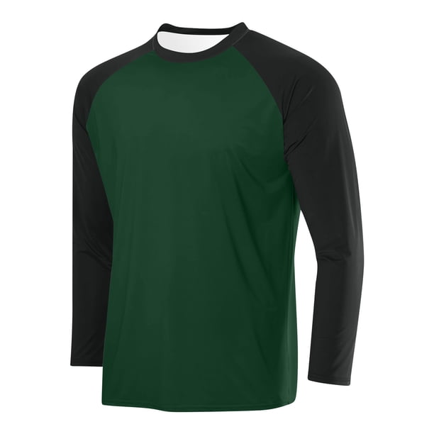 pstuiky Camisas casuales de manga larga para hombre, Camisa deportiva transpirable de manga larga raglán con cuello redondo para hombre, de color sólido Tops de talla grande para hombre s