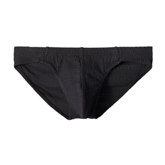 Arnsht Men's Cotton Breathable Jacquard Solid Color Simple Triangle Panty Briefs Soft Skin-friendly Sports Triangle Panties Black XXL