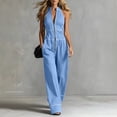 thumbnail image 4 of PBFRDSJ Women's Halter Neck Front Zip Jumpsuit Spaghetti Strap Wide Leg Casual Jumpsuits with Pockets Sizes S-2XL, 4 of 6