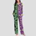 thumbnail image 5 of BaoFuBaoMei Halloween Lounge Sets Women 2 Piece Plus Size Long Sleeve Top and Pants Pajamas Halloween Bat Print Soft Cozy Sleepwear, 5 of 7