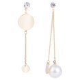 thumbnail image 1 of Pendientes largos asimétricos de aleación de perlas de imitación elegantes de mujer con aguja de plata S925, 1 of 7