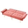 thumbnail image 4 of Leumius 78" Velvet Futon Sofa Bed, Convertible Sleepers Sofa Bed with Folded Armrests, Pink, 4 of 6