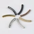 thumbnail image 3 of U8MO 5pcs 32x5mm Long Curved Tube Rose Gold Silver Crystal & Copper Metal Loose Beads-Rose Gold, 3 of 6