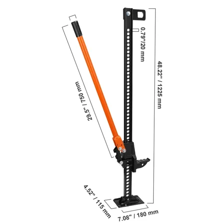 VEVOR High Lift Farm Jack 48"/60" Utility Farm Jack 7000 lbs Capacity Road Utility Heavy-Duty Farm Jack for Tractor Truck