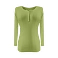 thumbnail image 4 of Long Sleeve Shirts for Women V-Neck Button Solid Knitted Single Breasted Slim Fit Bottomed Casual Tops Basic Tops Tee Tshirt Blouse, 4 of 4