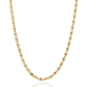 Solid 14K Gold Tri-Color 2.5mm Diamond-Cut Valentino Chain Necklace 16"-24"