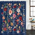 thumbnail image 3 of Navy Blue Flowers Waterproof Fabric Shower Curtain,Spring Vintage Floral Leaves Farmhouse Waterproof Fabric Shower Curtain for Bathroom Curtains Bathtubs Shower Curtains with 12 Hooks Standard 72x72, 3 of 8
