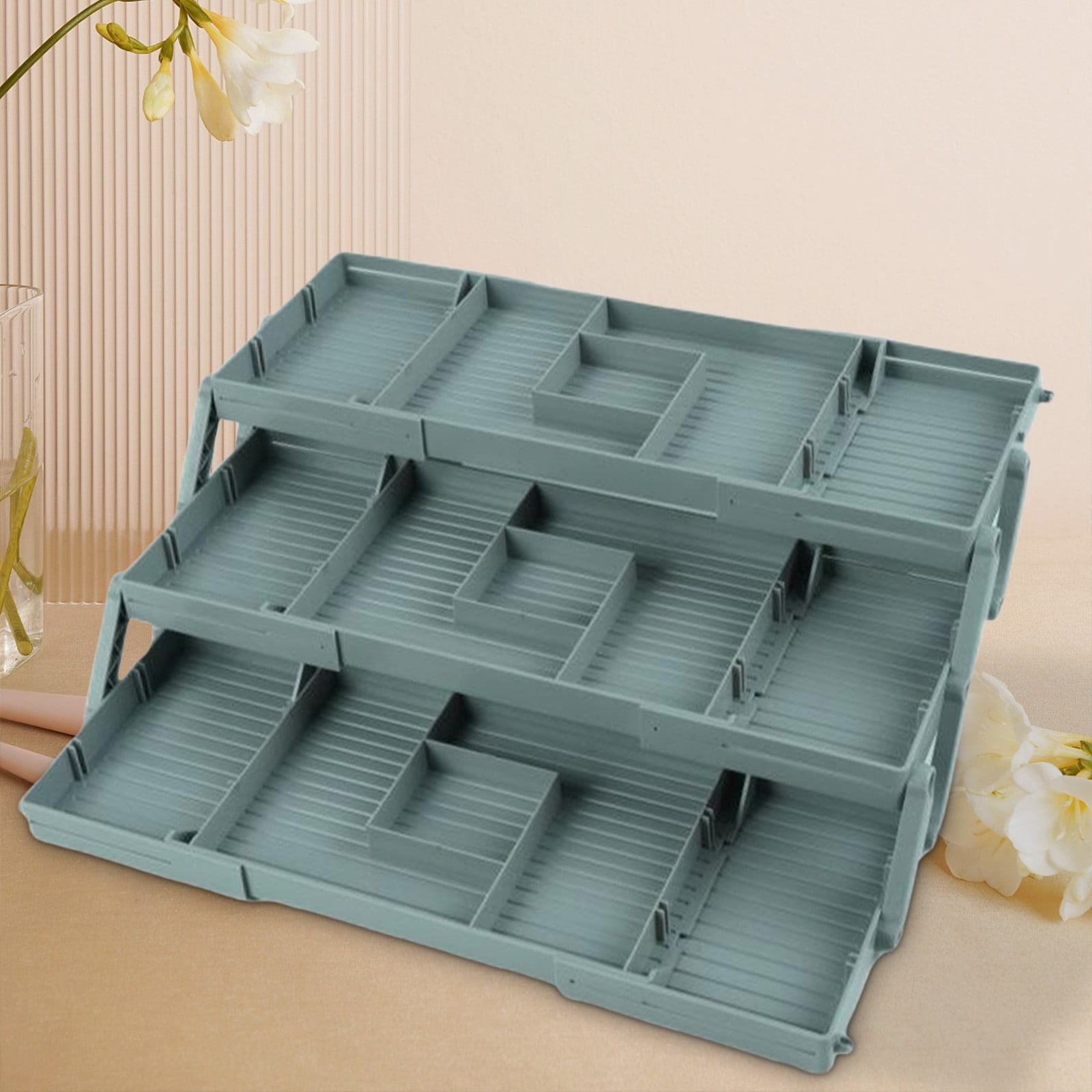 2 Tier Drawer Organizer, Smart Drawer Organizer Multi Level Expandable Desk Organizer for Makeup, Jewelry, Kitchen Office Supplies