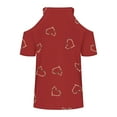 thumbnail image 5 of TKLPEHG Tops for Women Trendy Loose V Neck Cold Shouler Tops Short Sleeve T Shirts Lightweight Summer Heart Print Graphic Tee Casual Going Out Tops Blouse(Red,XXL), 5 of 5