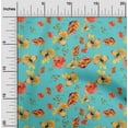 thumbnail image 1 of oneOone Viscose Chiffon Turquoise Blue Fabric Flower Watercolor Quilting Supplies Print Sewing Fabric By The Yard 42 Inch Wide, 1 of 4