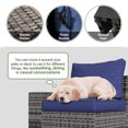 thumbnail image 6 of LazySunsets 7-Piece Outdoor Wicker Patio Conversation Set, Grey Rattan Sofa with Navy Blue Cushions, Propane Gas Fire Pit Table & Coffee Table for Backyard Deck, 6 of 7