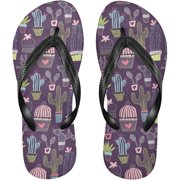 Bestwell Cactus Pattern Flip Flops Sandals for Women/Men, Soft Light Anti-Slip for Comfortable Walk, Suitable for House, Beach, Travel - XS