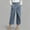 Blue, variant on Women's High Waisted Wrap-Front Cropped Pants Wide Leg Tailored Culottes with Decorative Button Office & Casual Trousers for All-Season Wear(Beige,M)