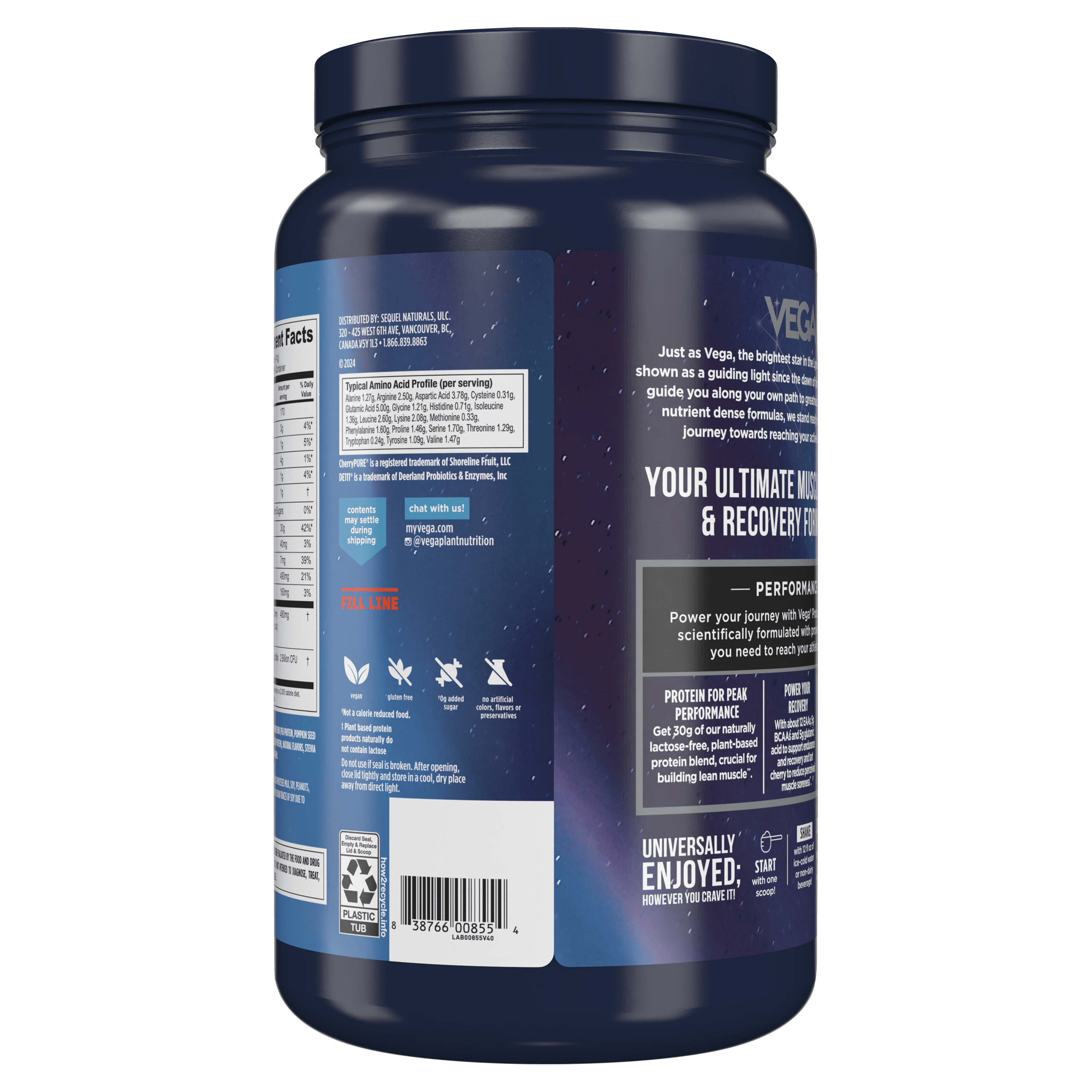 Vega Sport Premium Plant-Based Protein Powder, Vanilla, 20 Servings (29.2oz)