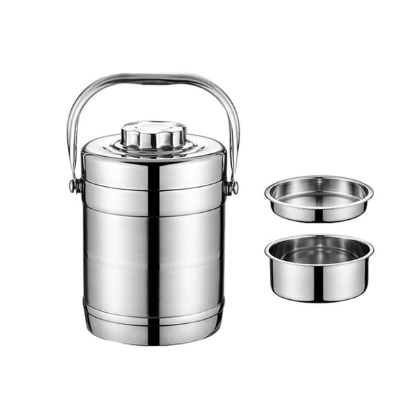 Lonchera térmica de acero inoxidable de 3 niveles, portátil 1.4L