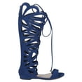 thumbnail image 2 of New Women Breckelles Solo-15W Suede Knee High Open Toe Lace Up Gladiator Sandal, 2 of 5