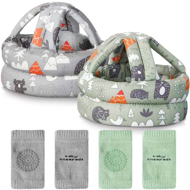 Set de cascos de seguridad Geyoga para bebé con rodilleras, paquete de 2 (Forest)