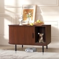 thumbnail image 6 of Magic Union Cat Litter Box Enclosure, 37.4" Cats Litter Box Furniture w/Cat Scratch Pad & Cats Ball, Hidden Litter Box Cabinet w/Sliding Door, Indoor Cats House, TV Stand, Side End Table, 6 of 8