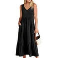 thumbnail image 4 of Vestido largo Lucakuins Moda de verano sin mangas cuello en V, 4 of 9