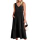 thumbnail image 4 of Lucakuins, vestidos midi de verano para mujer, moda de vacaciones, cuello en V, color sólido, sin mangas, playa, vestido acampanado Lucakuins moda, 4 of 9