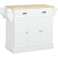 thumbnail image 1 of HOMCOM Kitchen Island with Rubber Wood Top Rolling Kitchen Serving Cart, 1 of 9