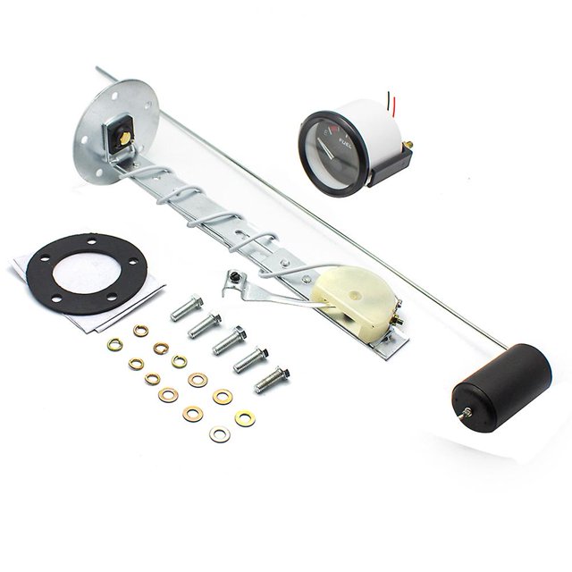 Medidor de nivel automático 0-90 ohmios 12 V/24 V Nivel de tanque de aceite 52 mm Universal para automóvil Marino Negro