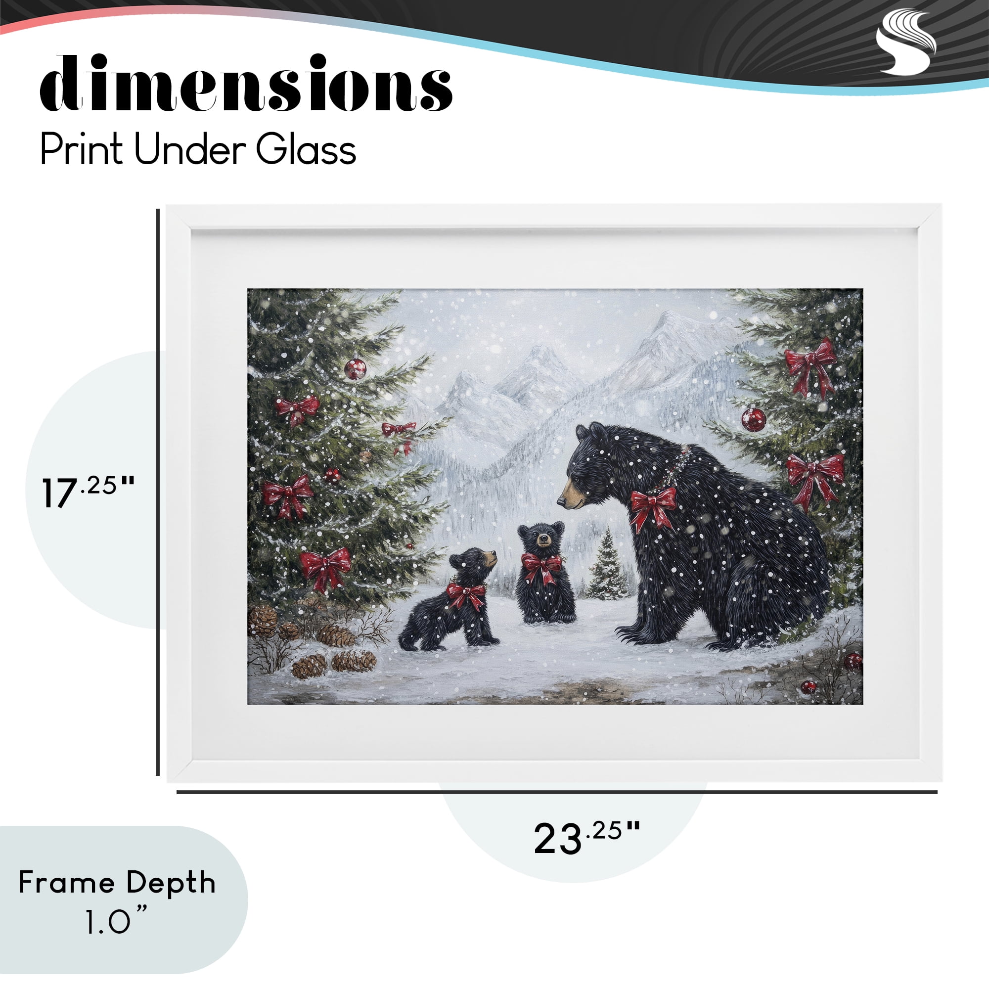 Stupell Industries Christmas Black Bears White Framed Print Under Glass, design by Tina LeCour