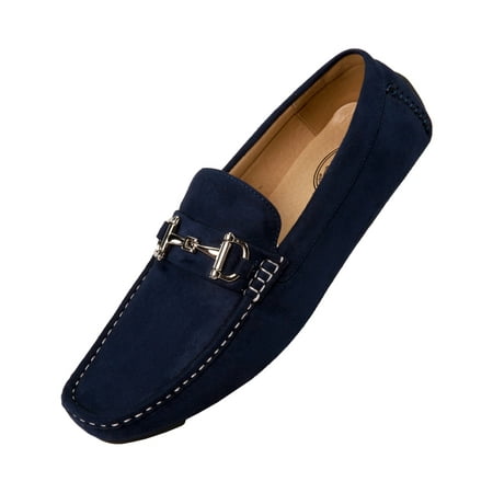 

Amali Mens Slip On Casual Driving Loafers With Buckle Navy Size 9