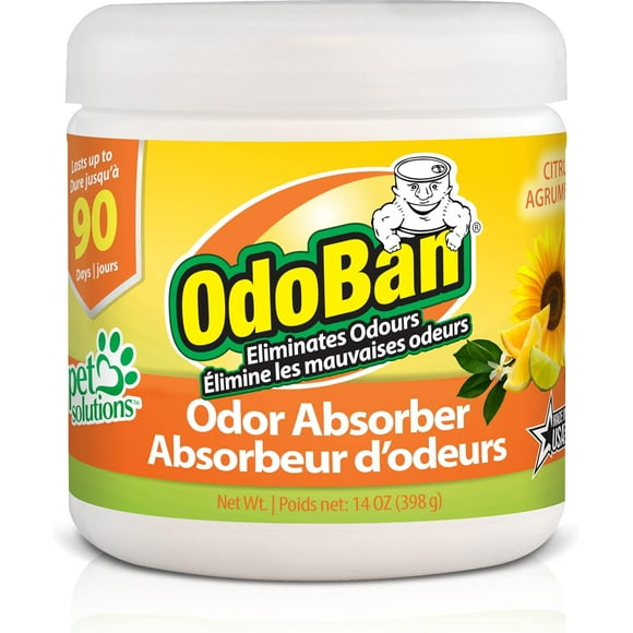 OdoBan Citrus Solid Odor Absorber, Odor Eliminator for & Musty Smell in Home, Bathroom, Kitchen, Pet Areas 14 oz. (398 g)