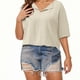 thumbnail image 5 of Top para mujer,Blusa informal de poliéster con cuello en V y mangas 3/4 para mujer, talla grande, suave y cómoda, para uso diario, sopatenor, 5 of 9