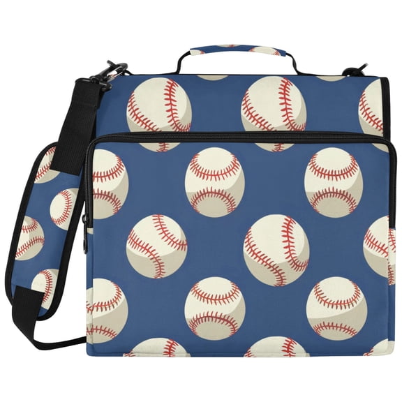 ALAZA Zipper Binder Baseball Blue Pattern 2 inch 3 Ring 500 Sheet Capacity Trapper Keeper File Folder Organizer Bag
