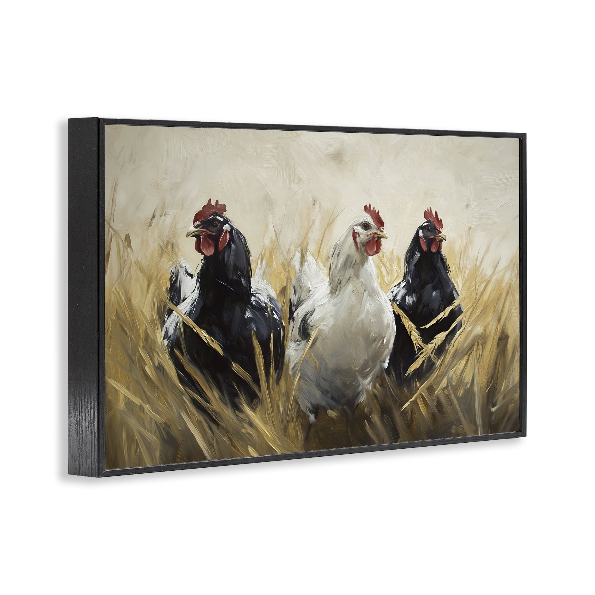 Stupell Industries Chickens In Wheat Field Black Framed Giclee Art, design by Tina LeCour