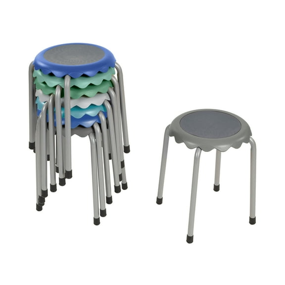 ECR4Kids Daisy Stackable Stool with Glides Seating Set, Flexible Seating, Contemporary, 8-Piece