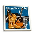 thumbnail image 1 of Lantern Press Ceramic Coaster Set, Nashville, Tennessee, Woodblock, Cork Back, Absorbent, Unique Art, 1 of 3